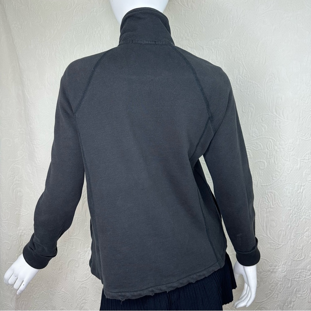 James Perse 2 (M) Distressed Black One-Snap Open Front Sweatshirt Jacket - Picture 9 of 16